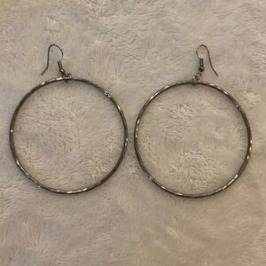 Silver Twisted Large Hoop Earrings